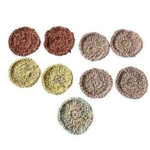 3 Dish Scrubbie Scrubber Rounds Natural Jute and Cotton Handmade in USA